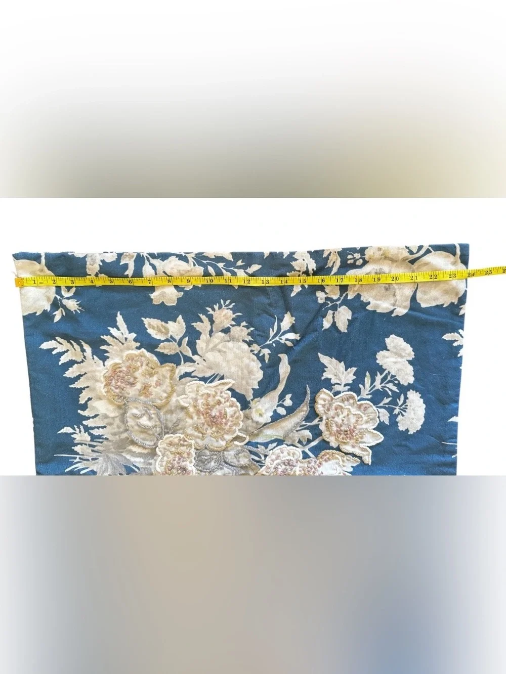 NWOT Pottery Barn 24 in Bethany Floral embroidered reversible pillow Euro sham